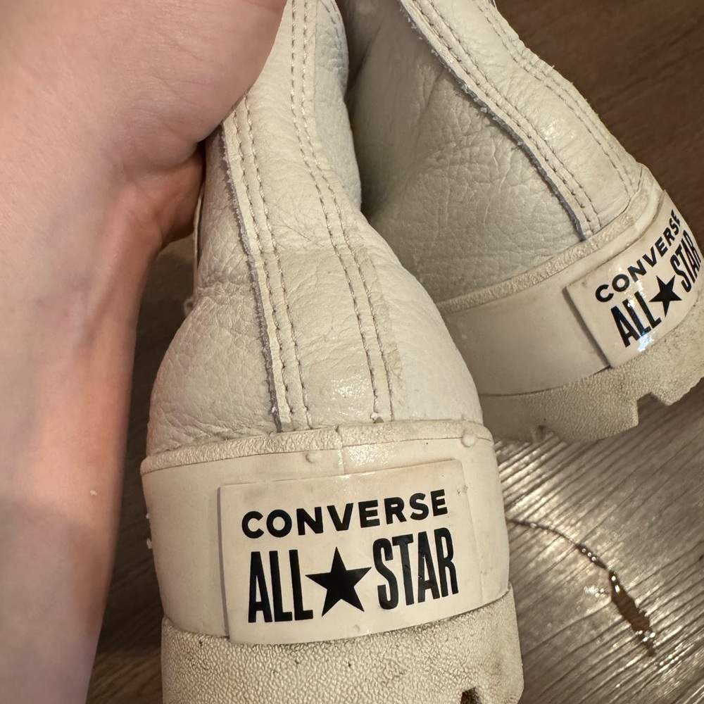 Converse Cream platform/leather high tops - Picture 3 of 6